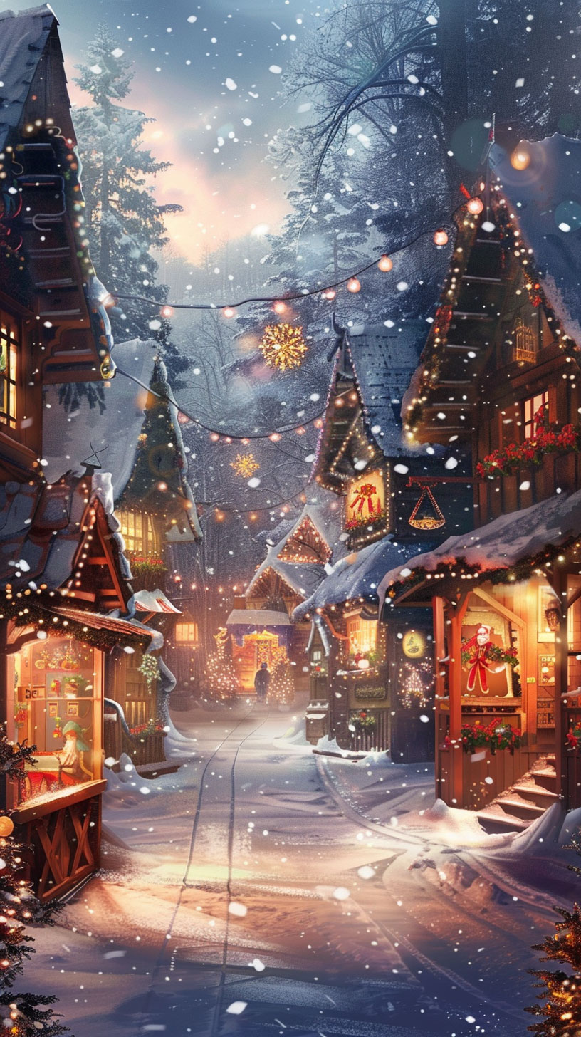 Heartwarming Old Fashioned Christmas iPhone Wallpaper