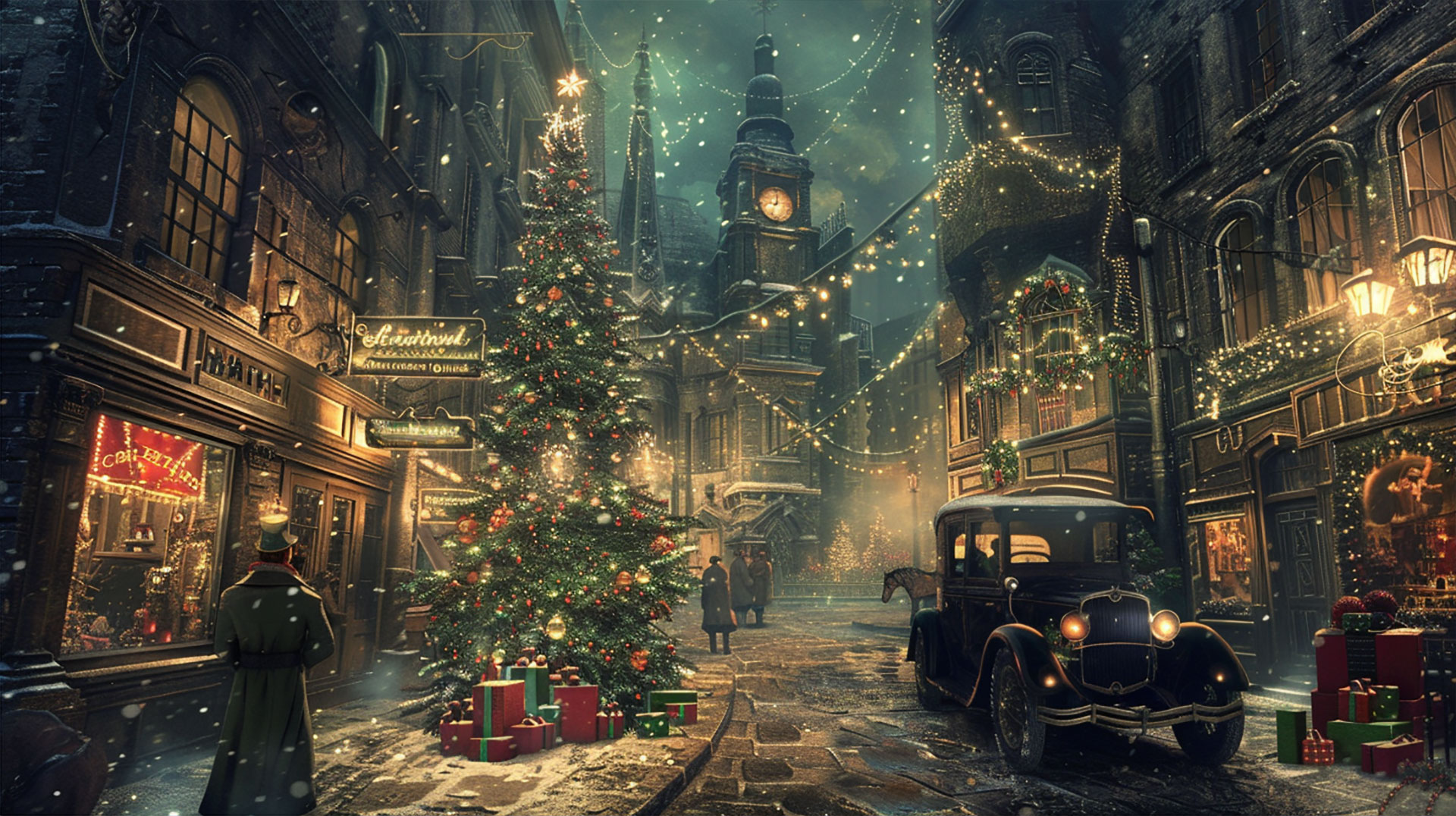 6:9 Old Fashioned Christmas Scene Desktop Background