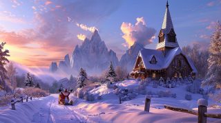 Old Fashioned Christmas Scene HD Wallpaper