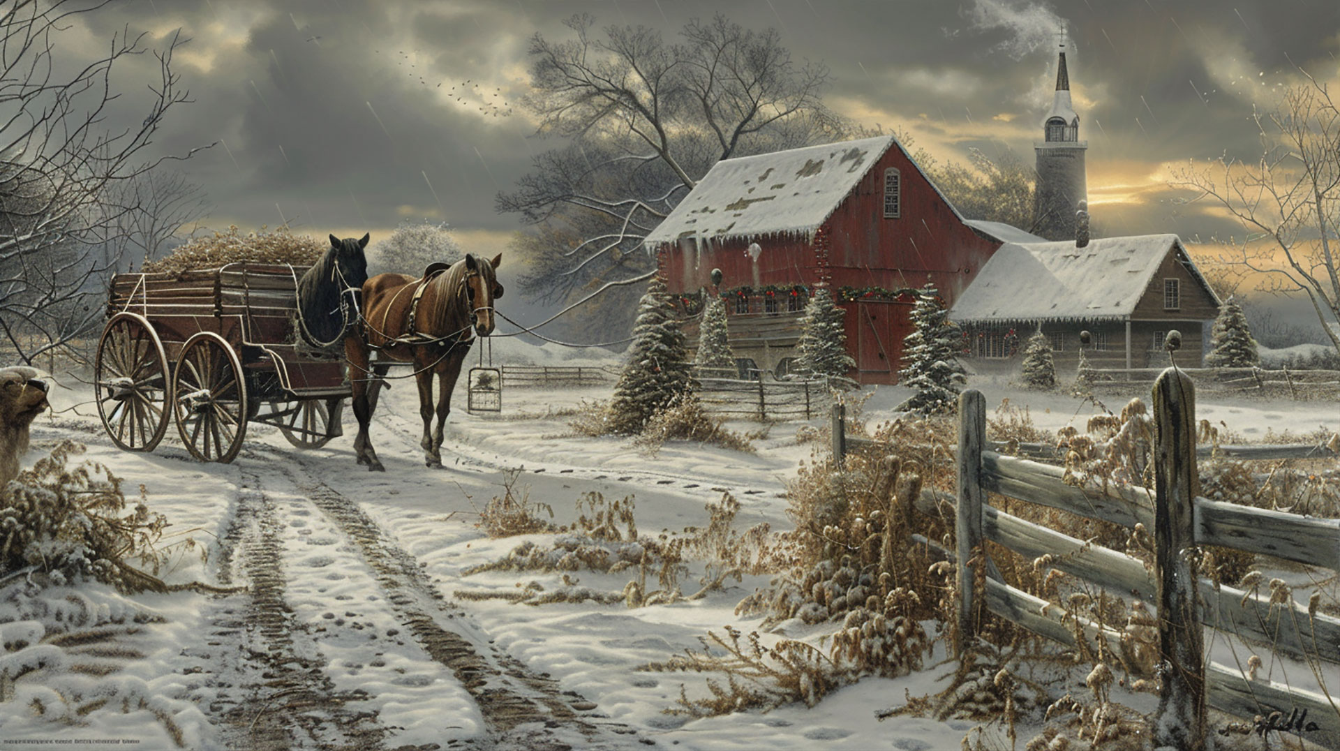 16:9 Old Fashioned Country Christmas Desktop Background