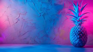 Vibrant 16:9 Pink and Blue Pineapple Desktop Backgrounds