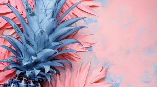 Download Ultra HD Pink and Blue Pineapple Wallpaper