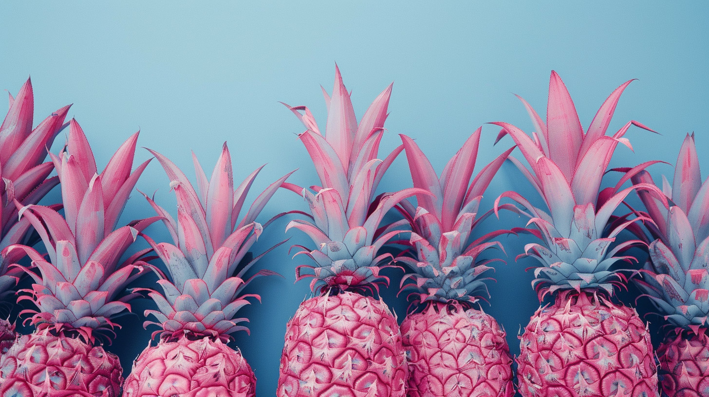 Stunning Pink and Blue Pineapple HD Wallpaper for Desktop