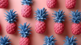 Customizable HD Wallpaper Featuring Pink and Blue Pineapples