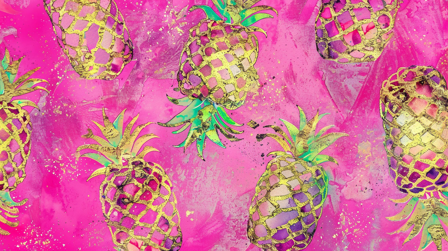 Vibrant Pink and Gold Pineapple Images for Desktop Background