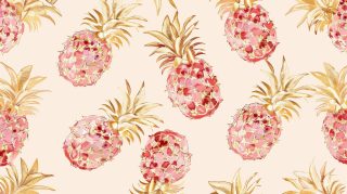 Free Digital Background: Pink and Gold Pineapple Design