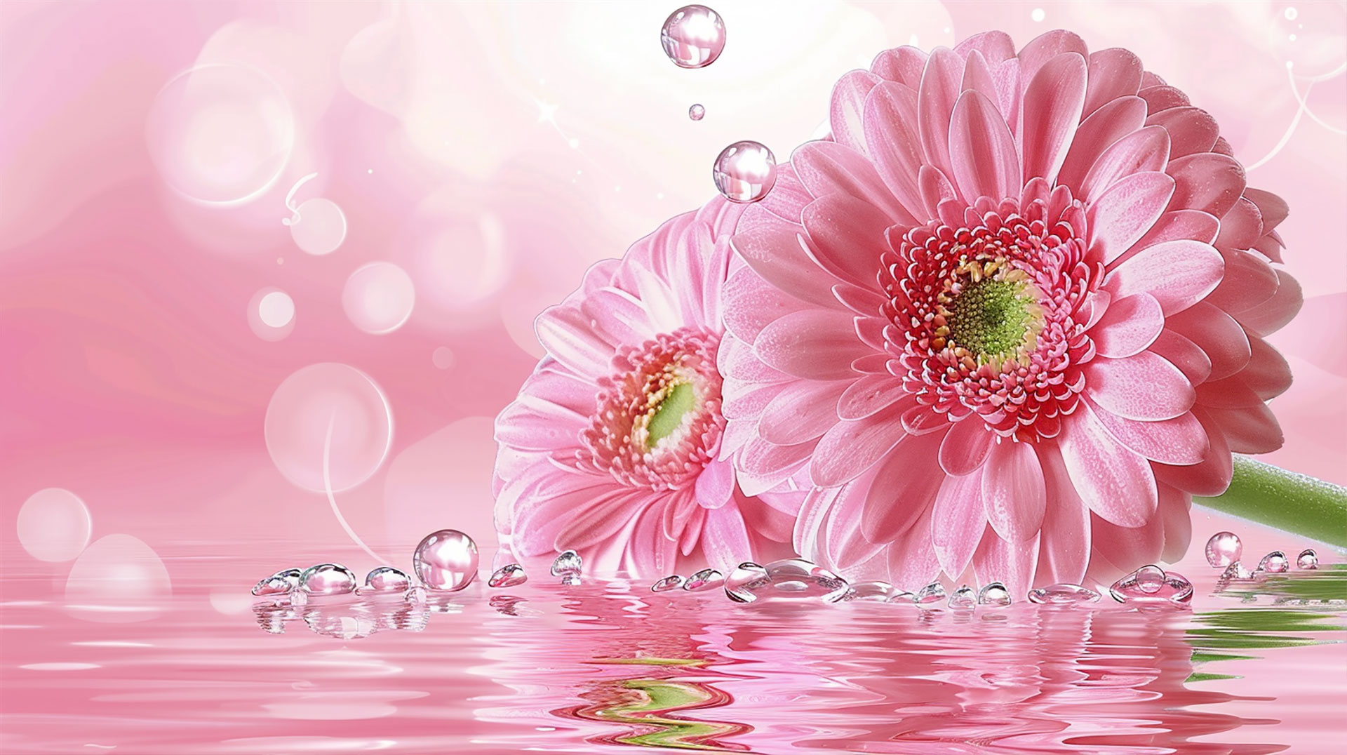 4K Pink Flowers AI Desktop Wallpaper