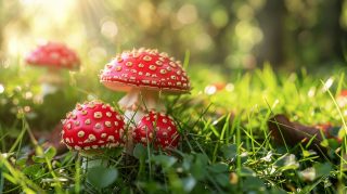 Psychedelic mushroom stock photo in high resolution