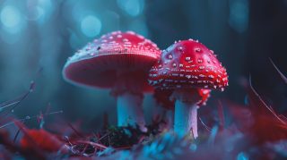 AI-generated psychedelic mushroom image for digital backgrounds