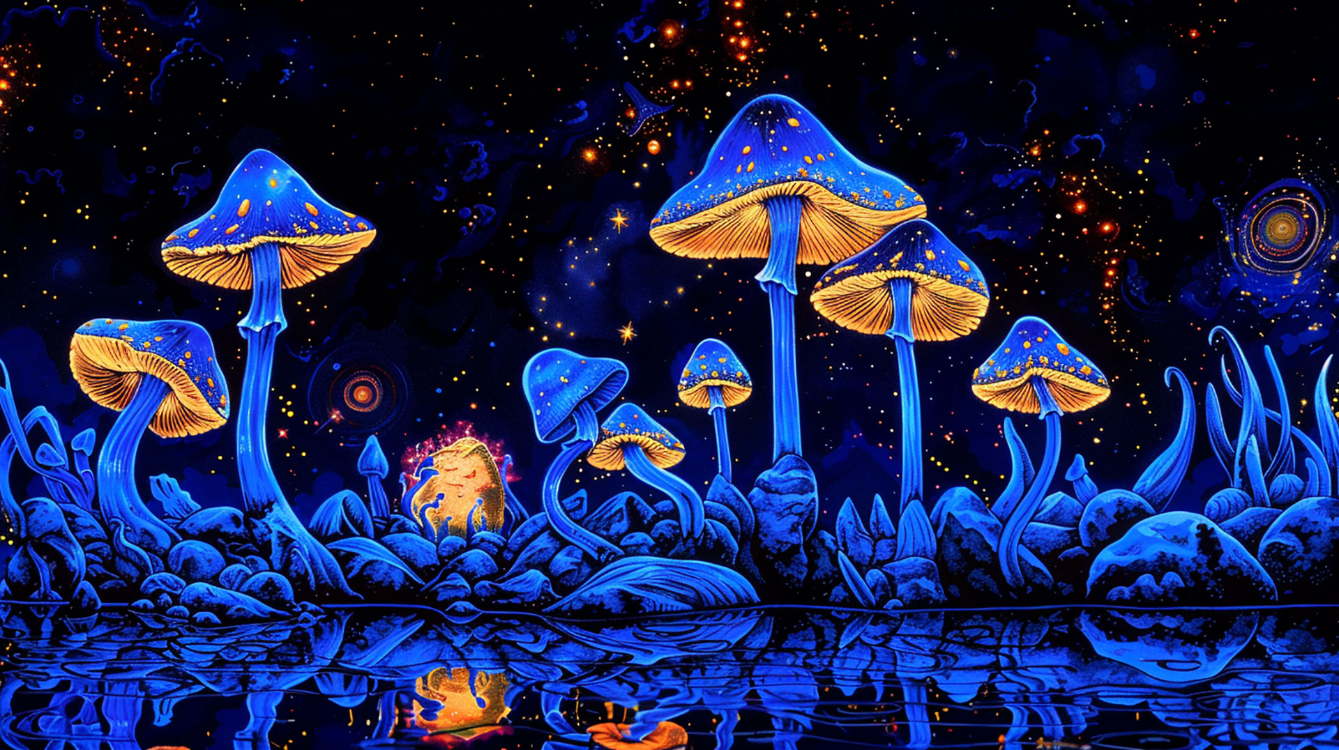 Psychedelic mushroom wallpaper in 4K resolution for desktops