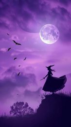 Enchanted Purple Witchy Moon iPhone Wallpaper