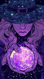 Mystical Purple Witchy Crystals Phone Background