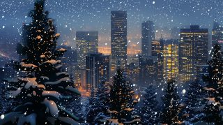 Realistic Winter Holiday Cityscape Backgrounds