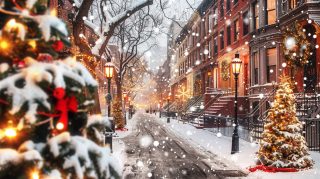 Urban Winter Holiday Scenes: Realistic City Wallpapers