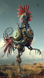 Robot rooster fighting wallpaper for mobile