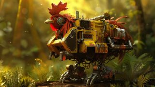 Robot rooster fighting HD wallpaper