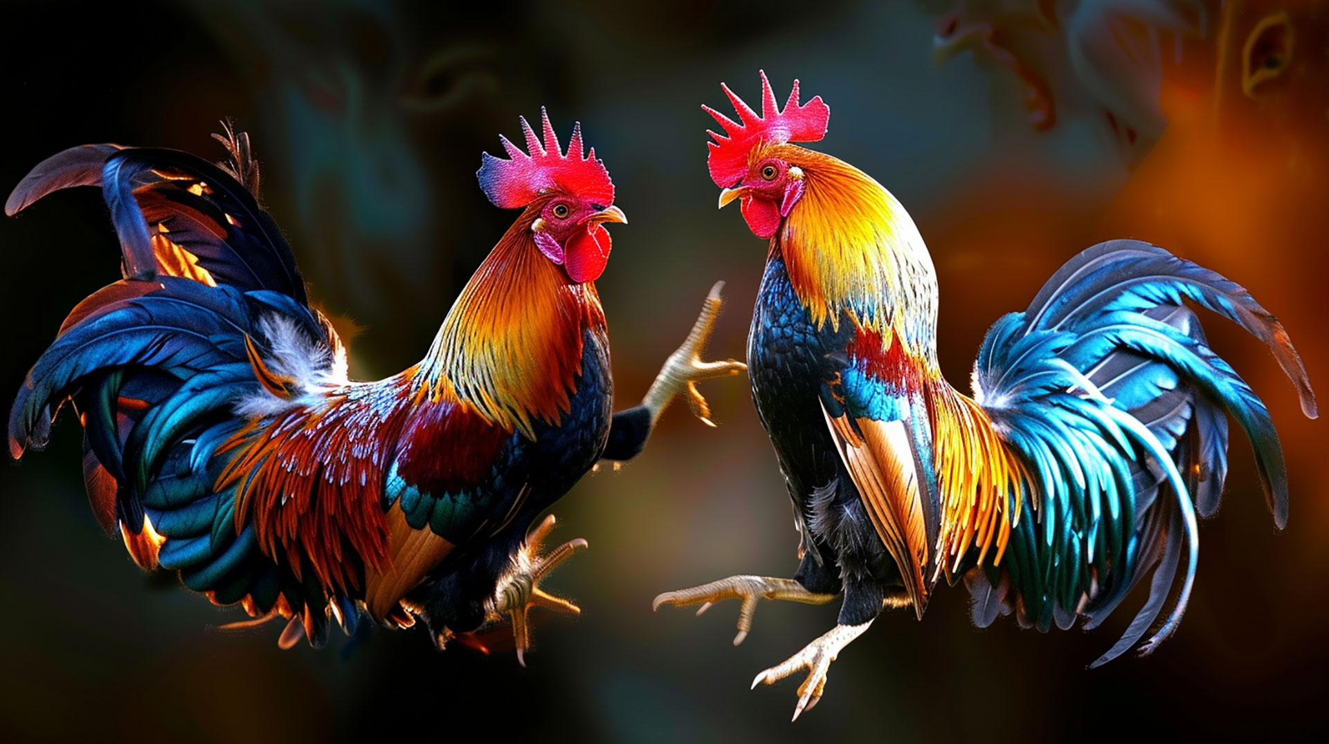 AI-created rooster fight desktop background