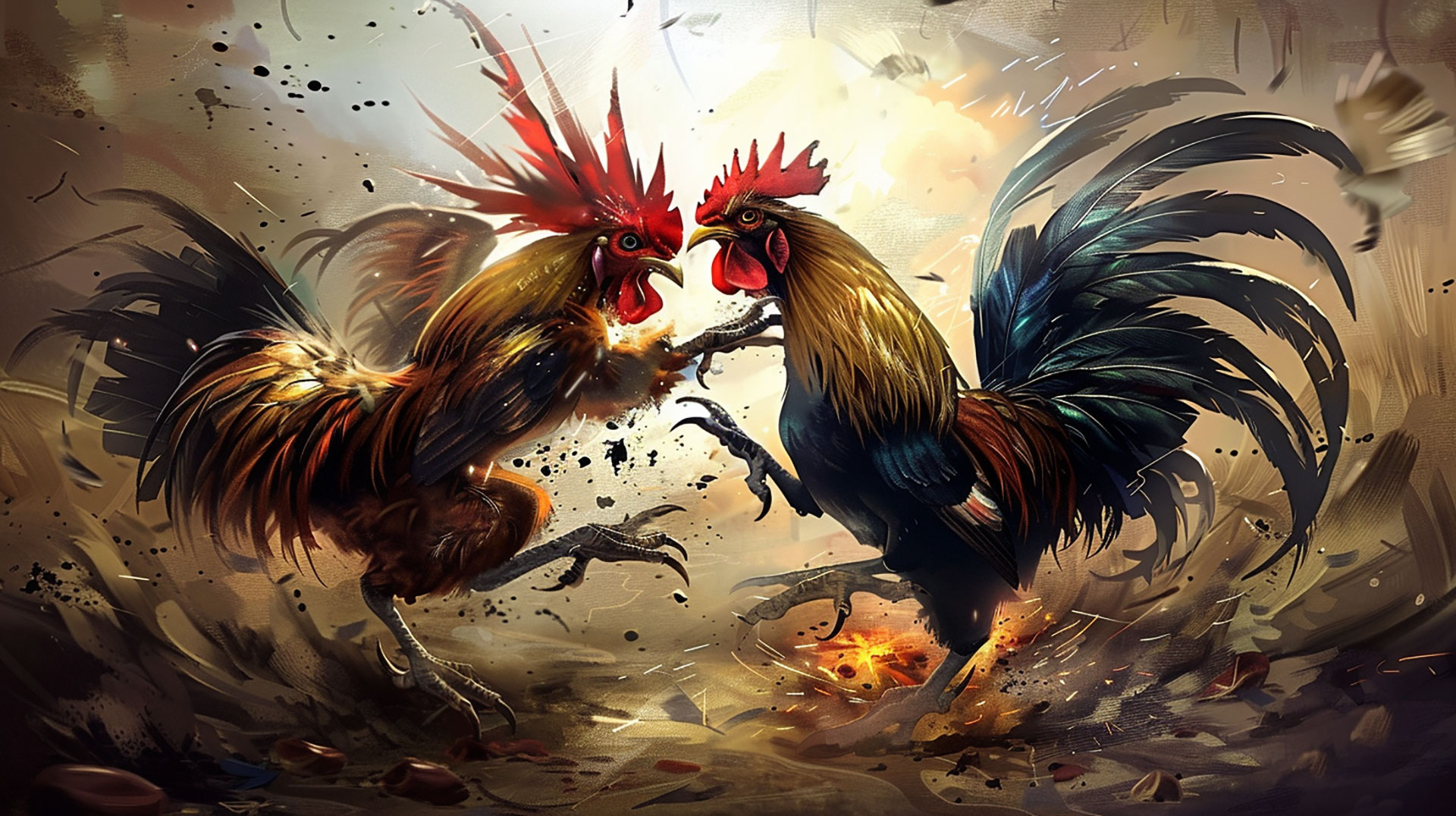 8K rooster fight desktop wallpaper