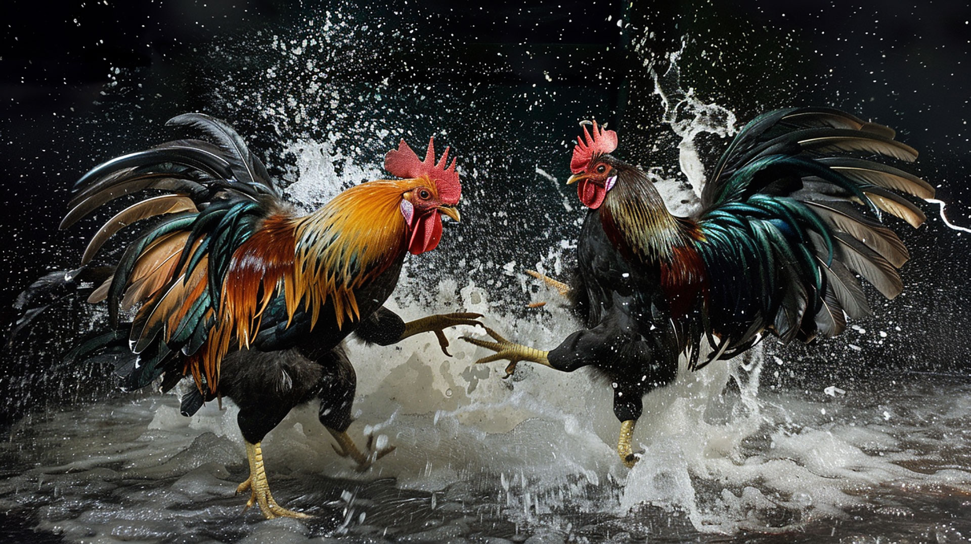 High-definition rooster fight wallpaper for desktop