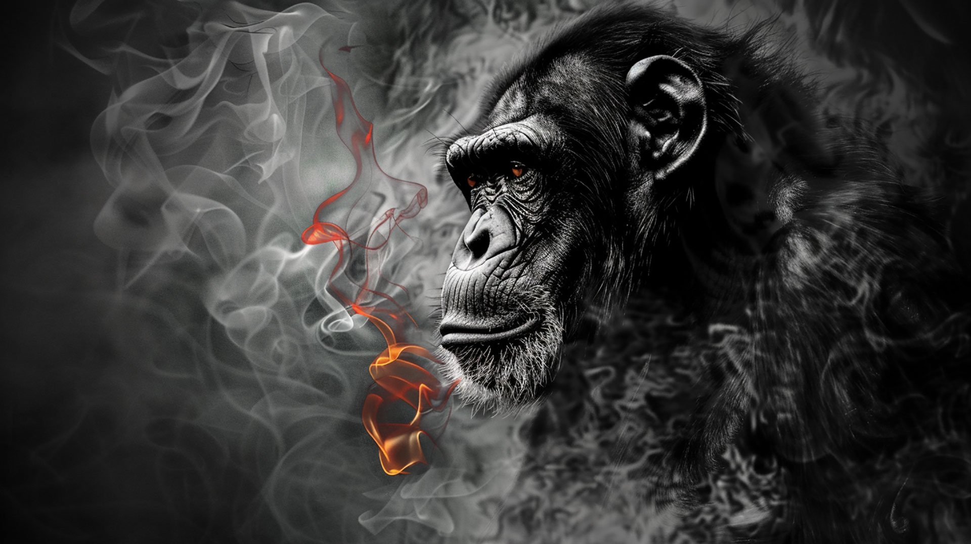 Stunning HD AI Smoking Monkey Desktop Image