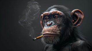 Free Download of AI Smoking Monkey Wallpaper