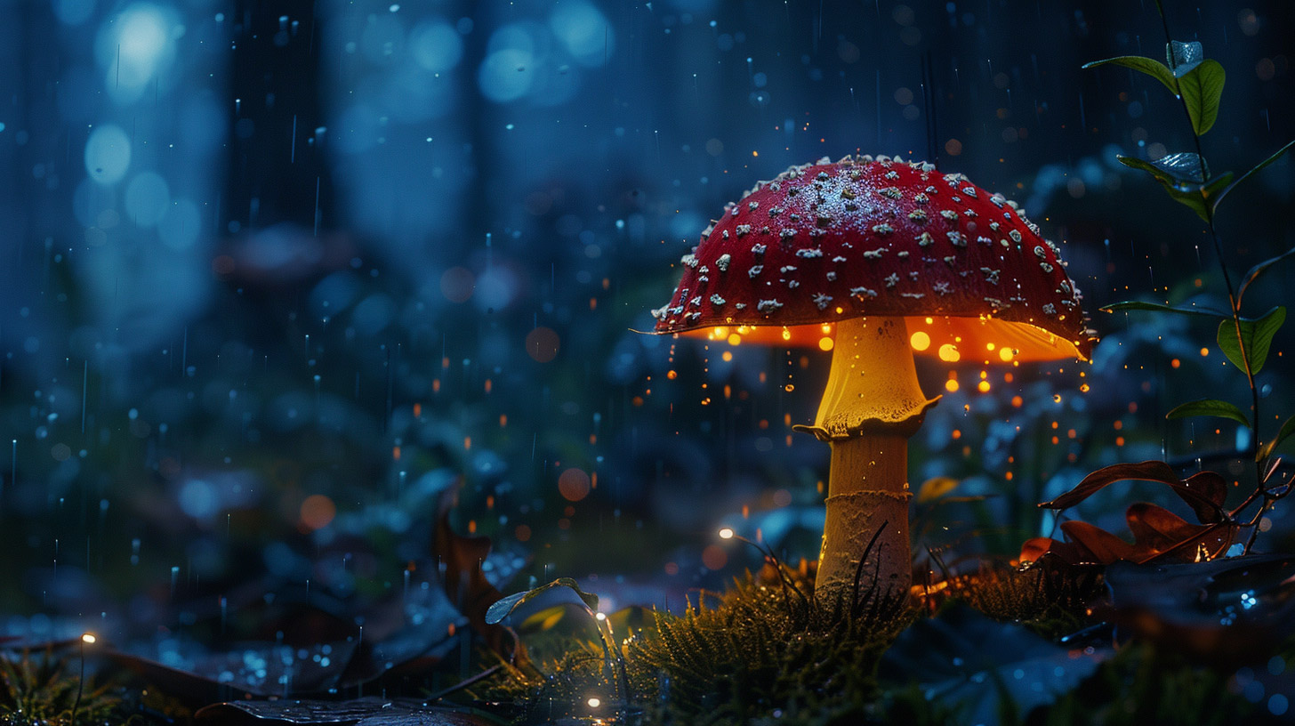 Big and Bold Trippy 3D Mushrooms - Stock Images