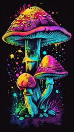 Trippy Mushroom Digital Backgrounds for iPhone and Android