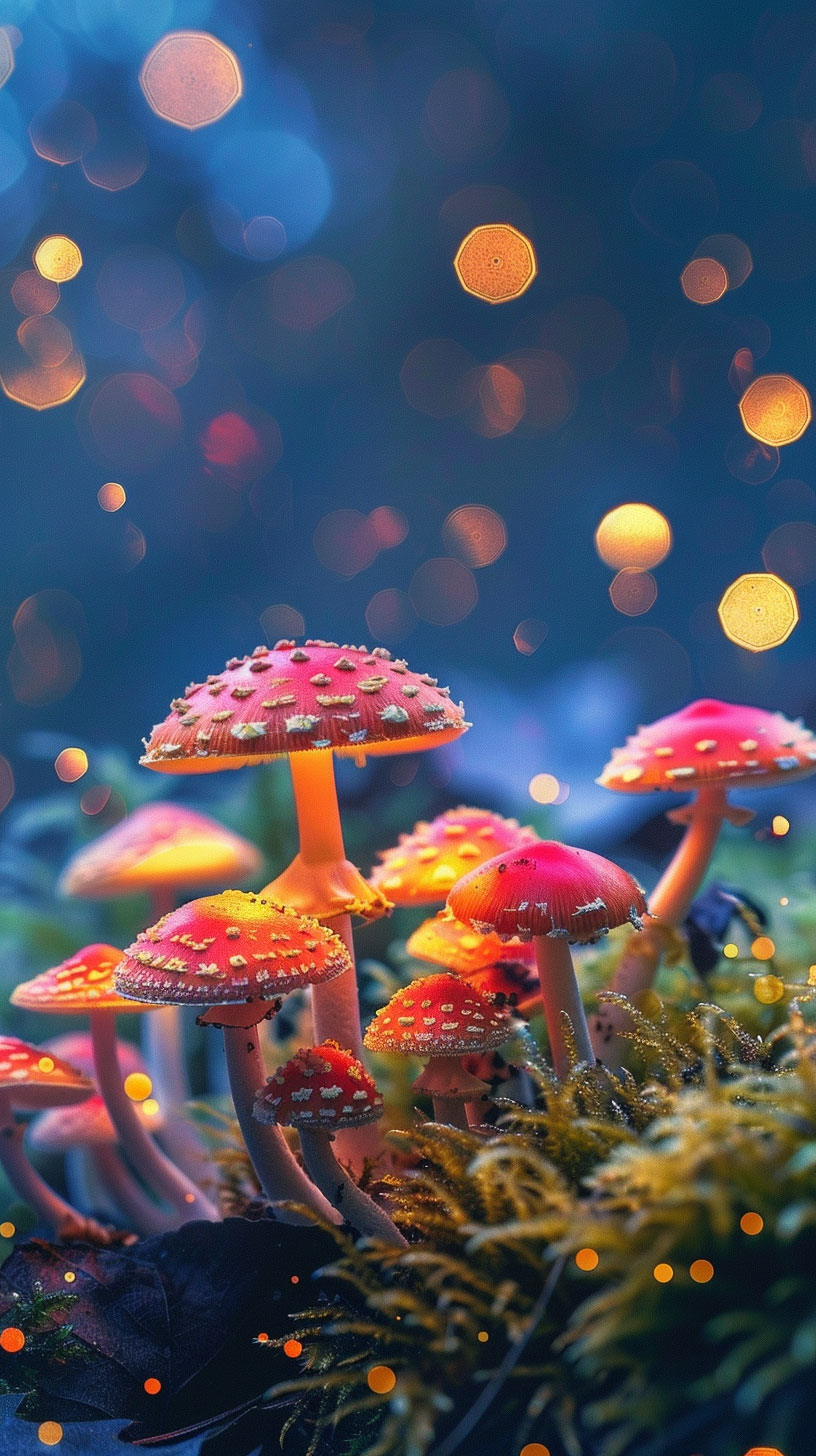 AI-generated trippy psychedelic mushroom wallpaper for mobile use