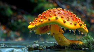 Vibrant trippy psychedelic mushroom wallpaper for desktop screens