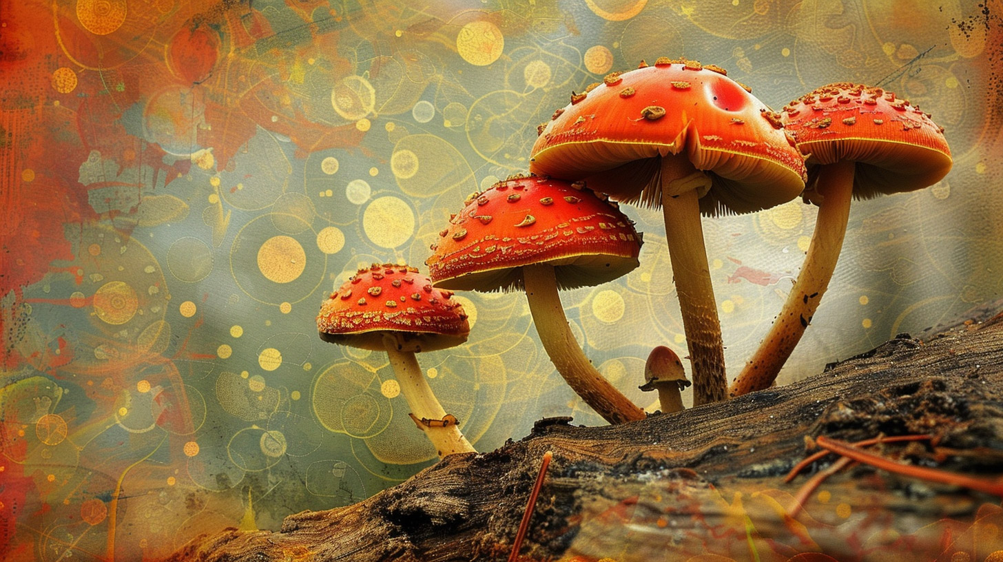 Vibrant HD Wallpaper of Psychedelic Fungi