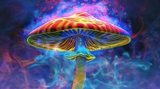 Colorful trippy psychedelic mushroom desktop wallpaper