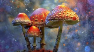 Mesmerizing 16:9 Wallpaper for PC with Mushrooms