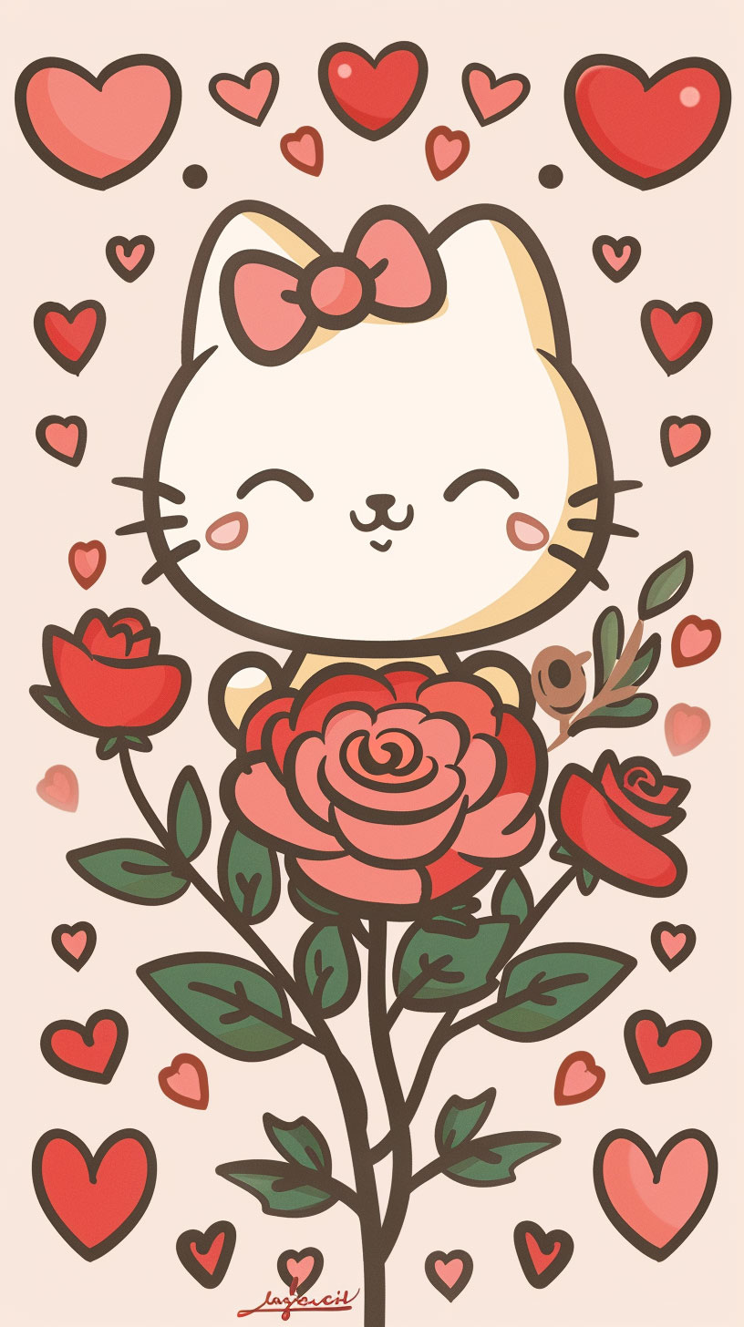 Hello Kitty Valentine's Day Phone Background