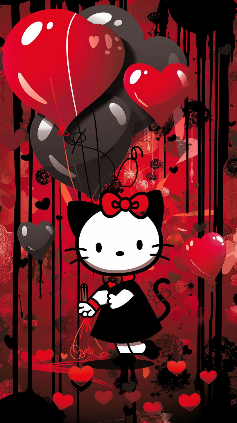 Cute Hello Kitty Valentine's Day Phone Wallpaper