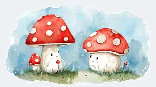 Vintage Cute Mushroom Digital Backgrounds