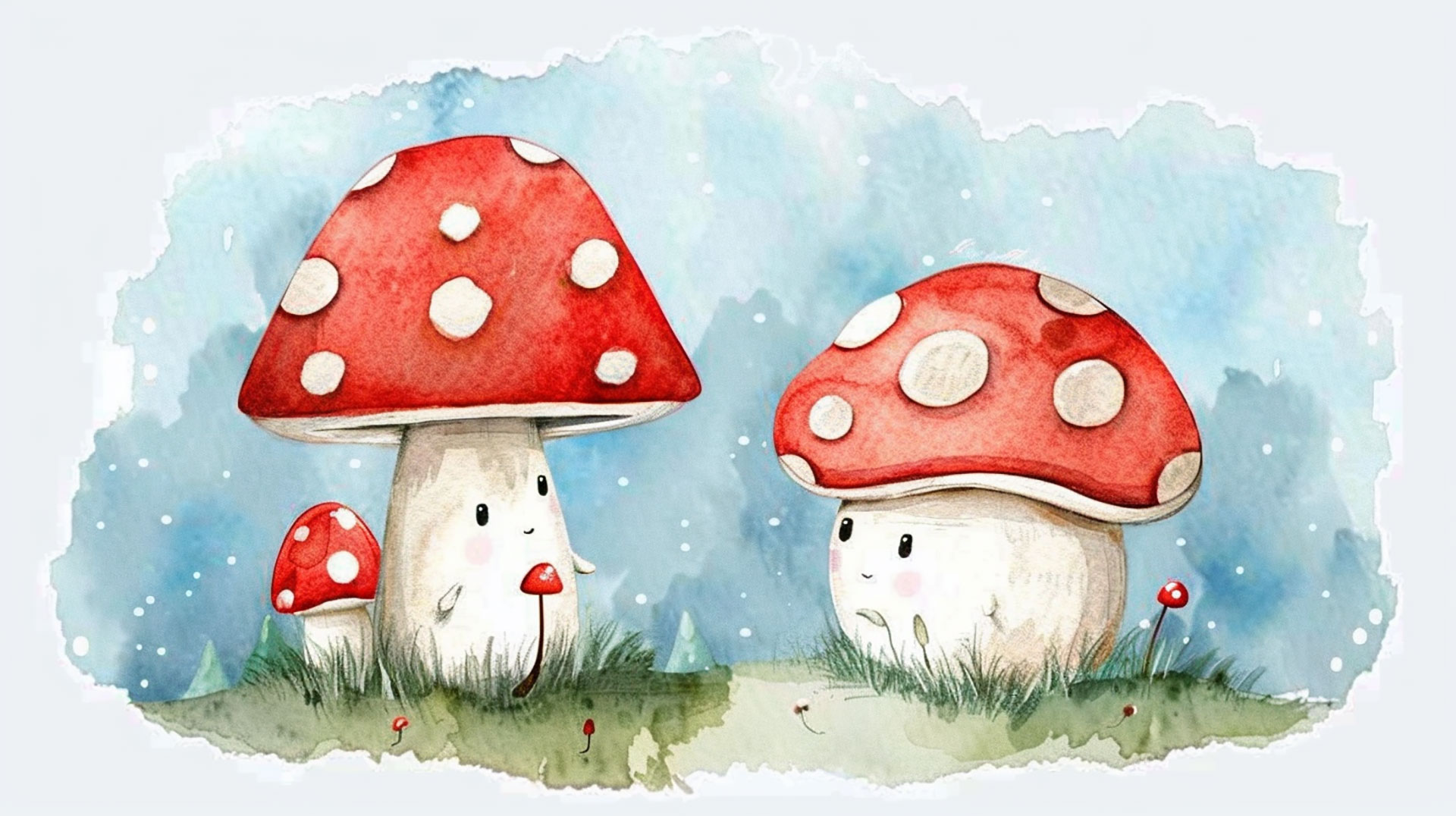 Vintage Cute Mushroom Digital Backgrounds