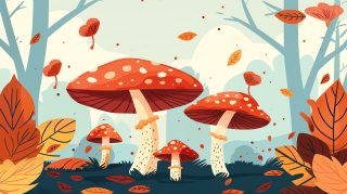 Cute Vintage Mushroom 4K Desktop Background