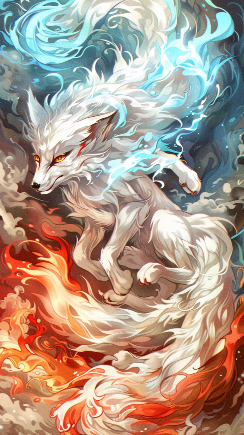 High-Definition Photos of White Nine-Tailed Fox