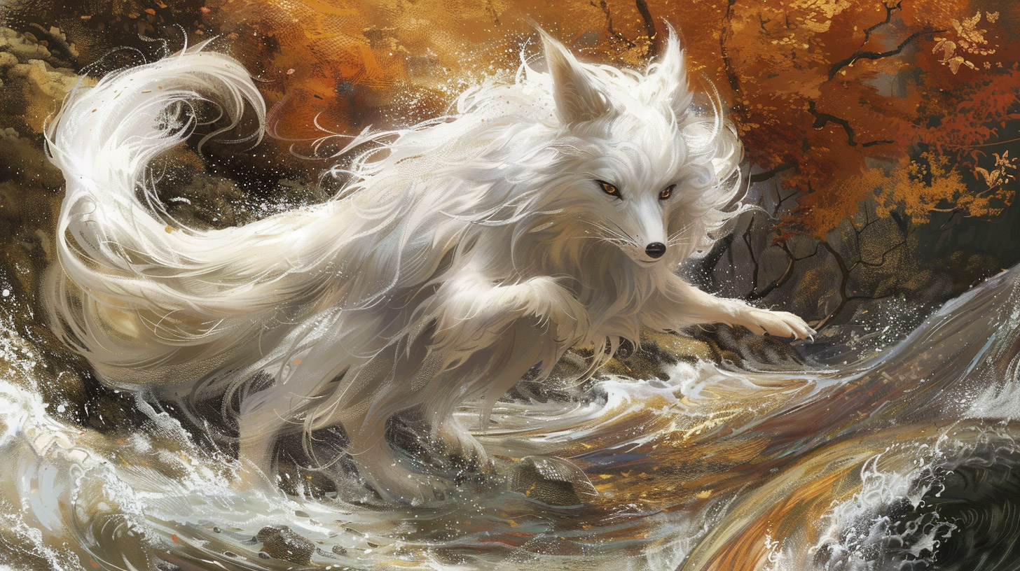 AI Generated White Nine-Tailed Fox Digital Background
The Art of AI Branding: White Nine-Tailed Fox Creation