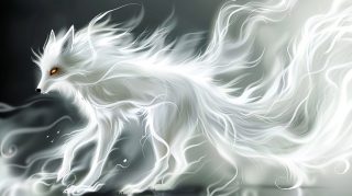 Download Beautiful White Nine-Tailed Fox 4k WallpaperSymbolizing Elegance: White Nine-Tailed Fox HD Logo Design