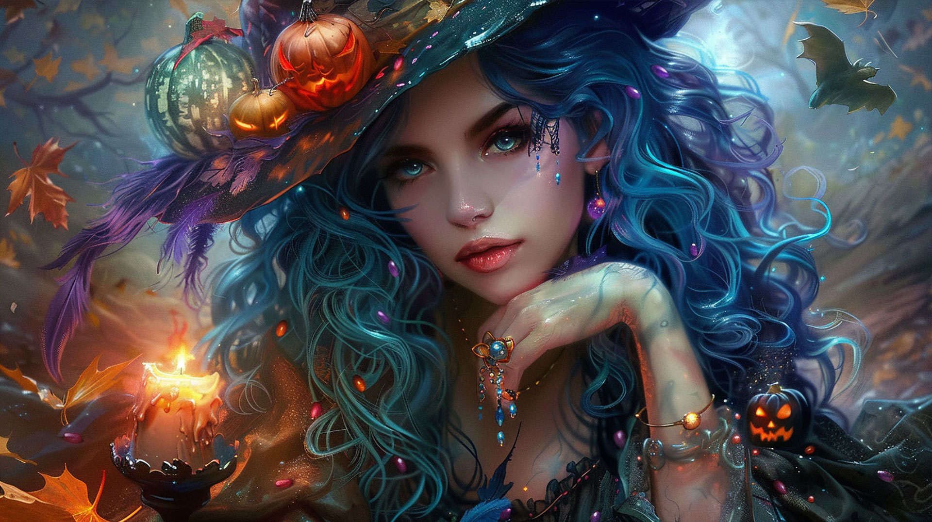 Witchy Halloween Wallpaper for 1920x1080