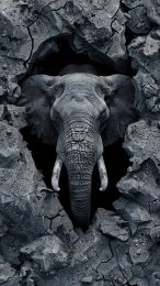 HD 3D Elephant Digital Background for Mobile Devices