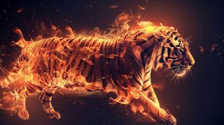 Free Ultra HD Fire Tiger Digital Background Download