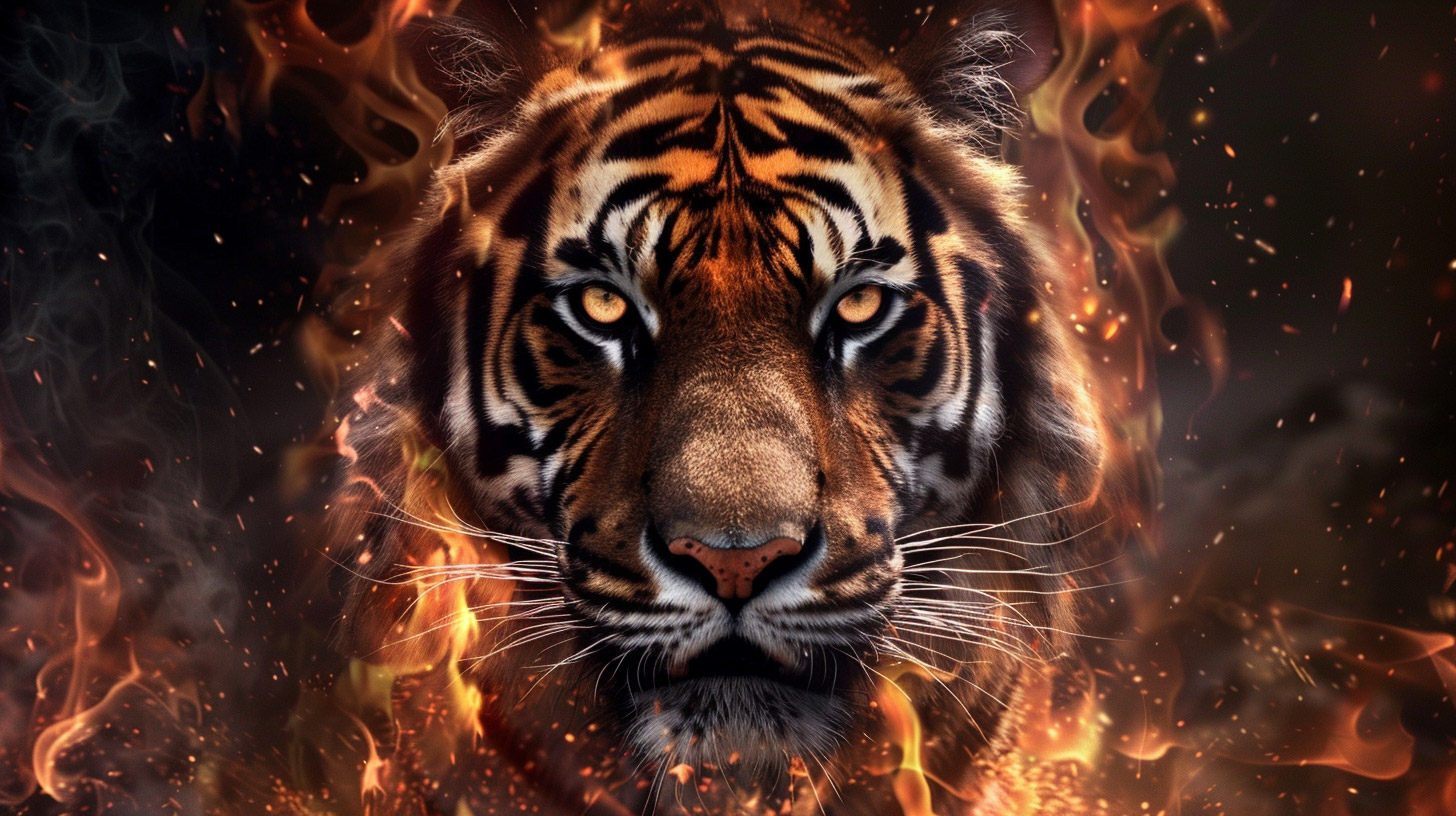 Stunning 3D Fire Tiger HD Wallpaper for Desktop