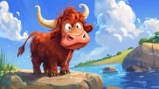 Cute HD Cartoon Highland Cattle Desktop Background Images