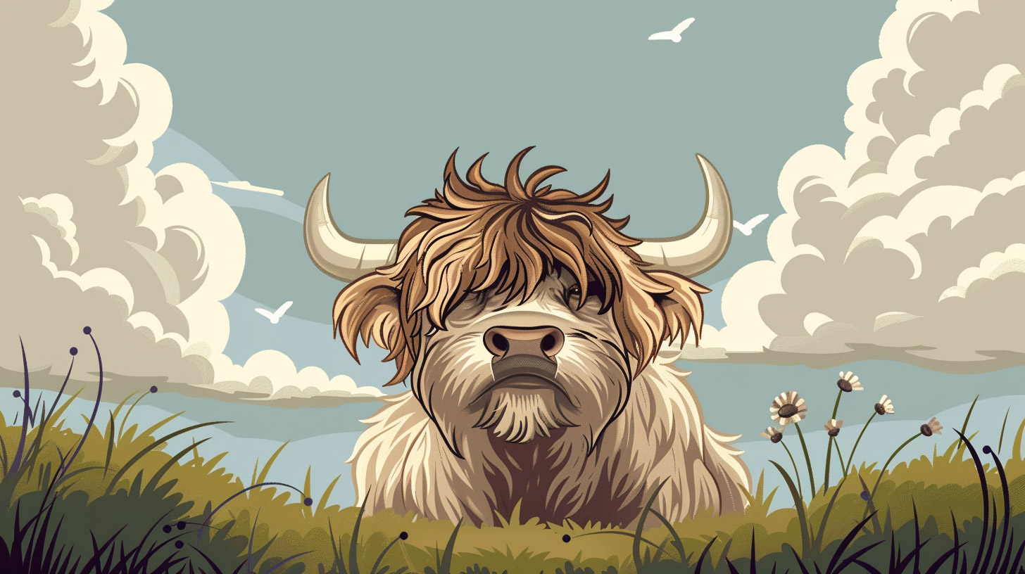 Vibrant Cartoon Highland Cattle HD Wallpapers for PC