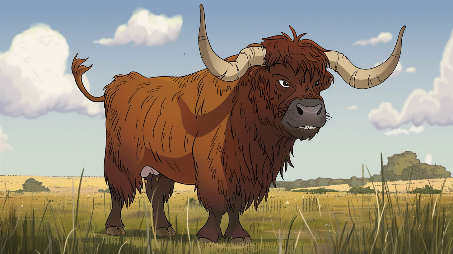 Free AI Cartoon Highland Cattle Digital Background Downloads