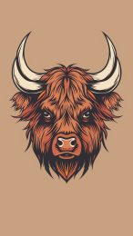 Vibrant Cartoon Highland Cattle Mobile Wallpaper for iPhone