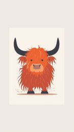 HD Cartoon Highland Cattle Digital Background for Android Phones