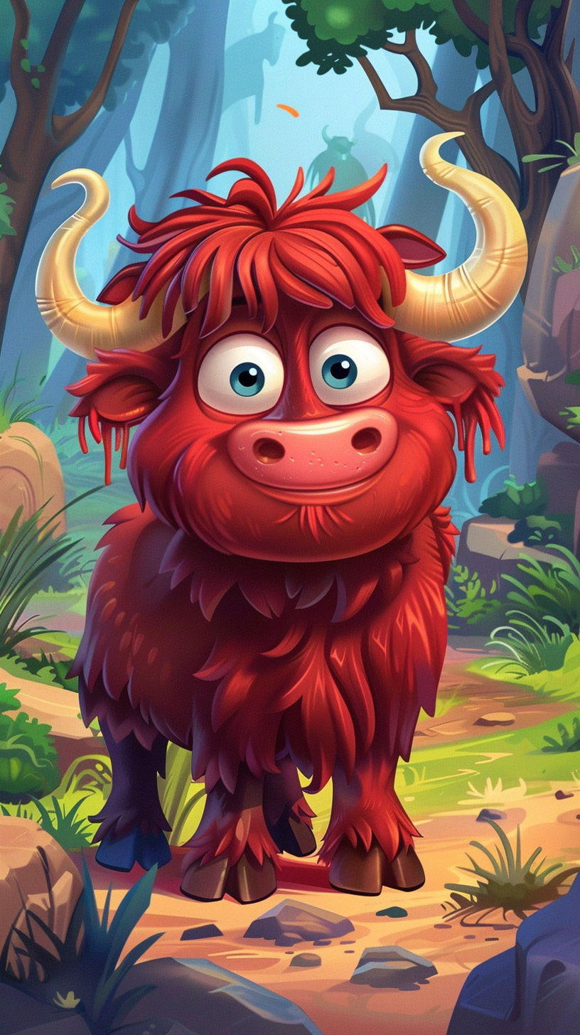 Free Cartoon Highland Cattle Photos for Mobile Devices